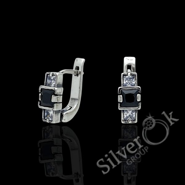 Сережки з квадратними фіанітами 20380 - Зображення 4