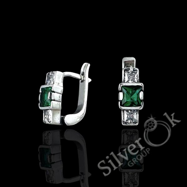 Сережки з квадратними фіанітами 20380 - Зображення 1
