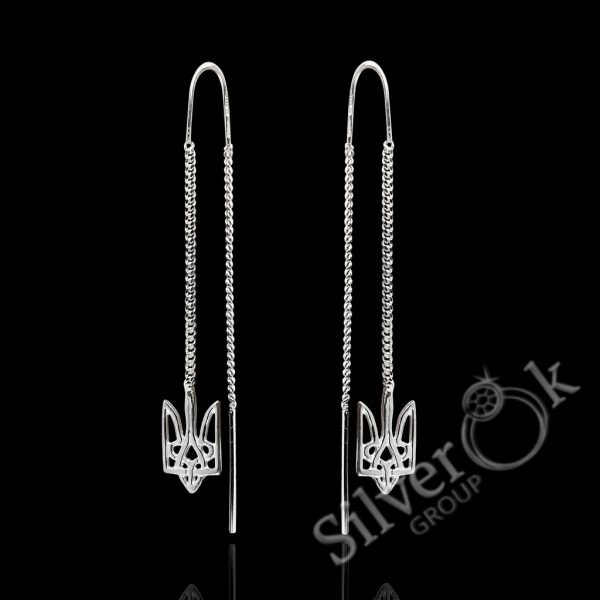 Сережки протяжки з Тризубами 23268/3 - Зображення 1