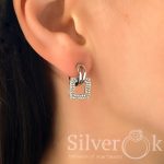 Сережки з рухомим квадратом 4892 (Родовані) - Зображення 2