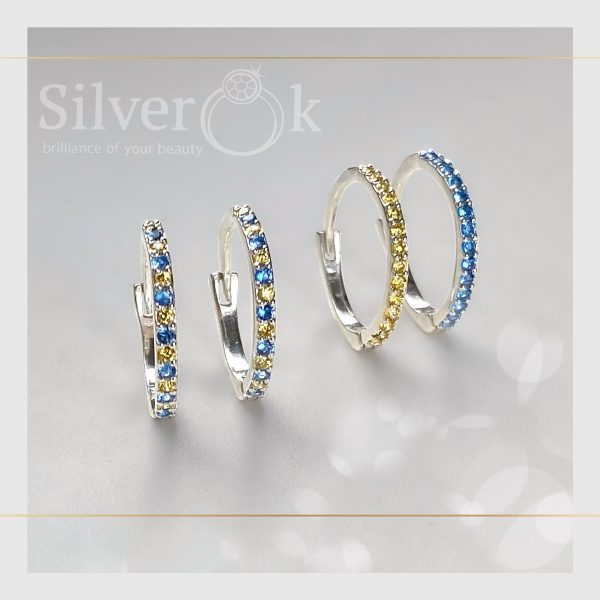 Маленькі сережки конго з фіанітами 23099 - Зображення 3