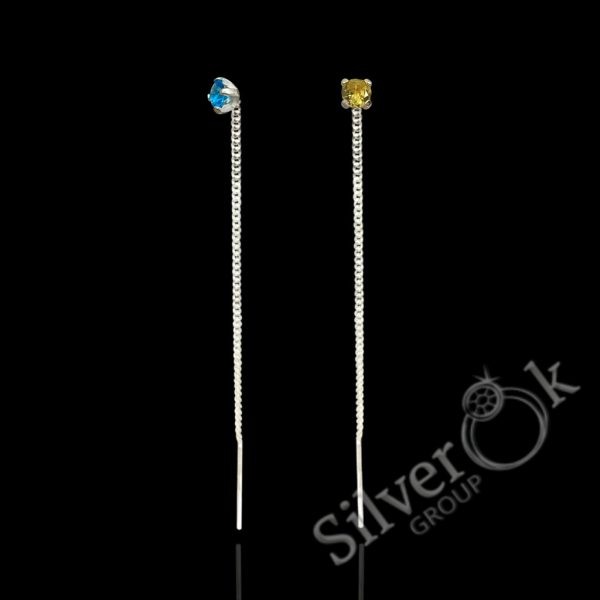 Сережки протяжки з фіанітом 23060/1 - Зображення 4