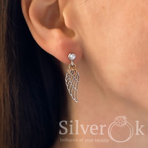 Сережки Крила з Серцем 4756 (Родовані) - Зображення 2