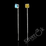 Сережки протяжки з фіанітом 23059/1 - Зображення 3