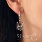 Сережки з кольоровими Тризубами 23268ч - Зображення 2