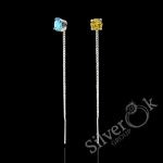 Сережки протяжки з фіанітом 23058/1 - Зображення 3