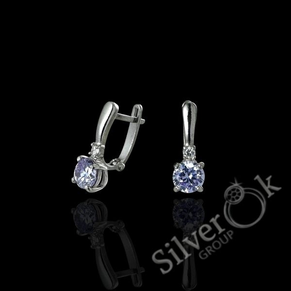 Сережки з фіанітами А-82055 (Родовані) - Зображення 4