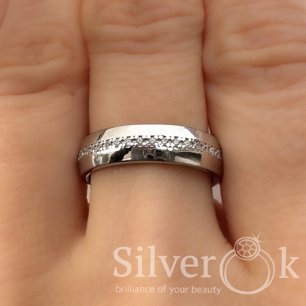 Каблучка з доріжкою фіанітів А-81094 (Родована) - Зображення 2