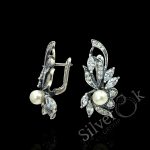 Класичні сережки з штучними перлами 20335