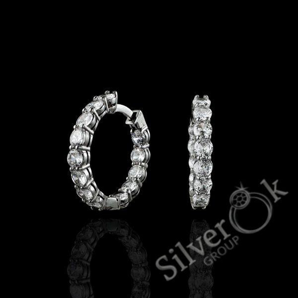 Сережки конго з фіанітами 4762 (Родовані) - Зображення 1