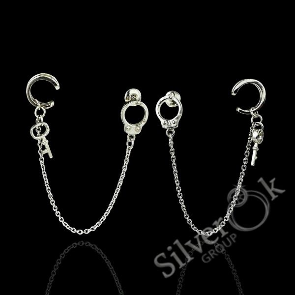 Сережки Наручники з кафою А-82844 (Родовані) - Зображення 1