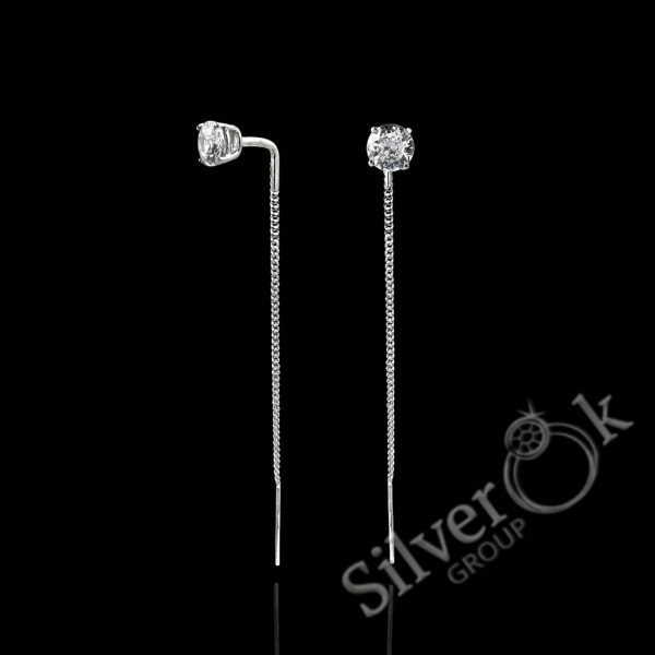 Сережки протяжки з фіанітом А-82611 (Родовані) - Зображення 1
