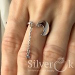 Каблучка з ланцюжком Місяць та Зірка А-81749 (Родована) - Зображення 2