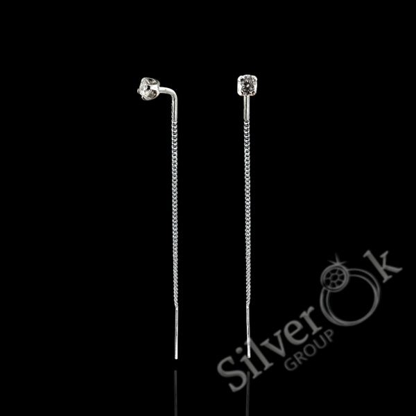 Сережки протяжки з фіанітом А-82614 (Родовані) - Зображення 1