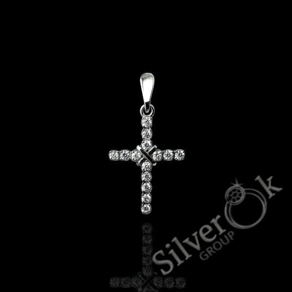 Хрестик з фіанітами А-84626 (Родований) - Зображення 1