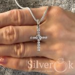 Хрестик з фіанітами А-84626 (Родований) - Зображення 2