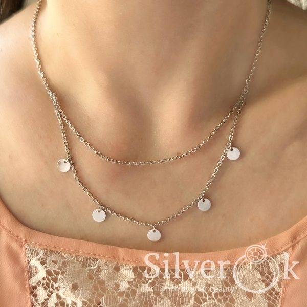 Кольє з Монетками подвійне А-86045 (Родоване) - Зображення 2