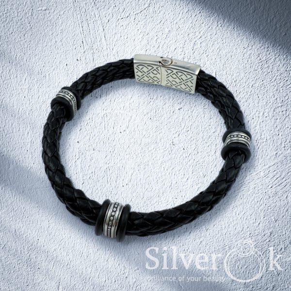 Шкіряний чоловічий браслет А-75196 - Зображення 3