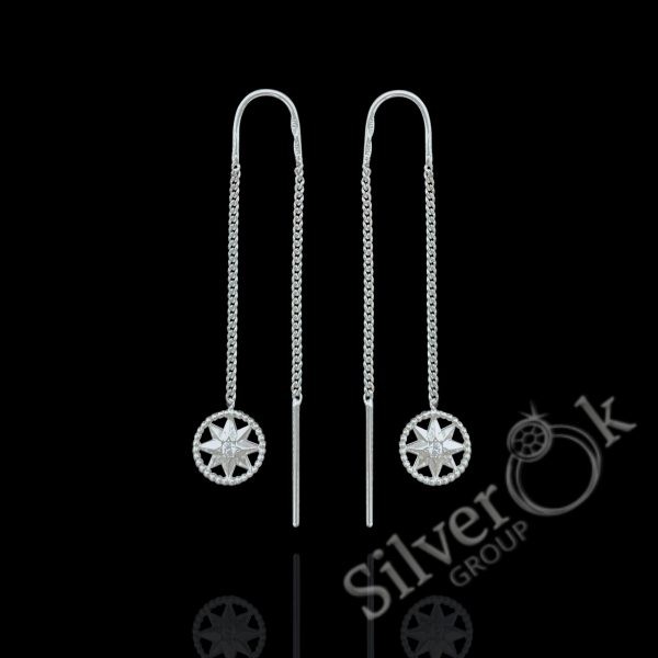 Сережки протяжки Роза Вітрів 82101/1 - Зображення 1