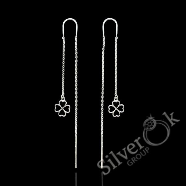 Сережки протяжки з Конюшиною 40048 (Родовані) - Зображення 1