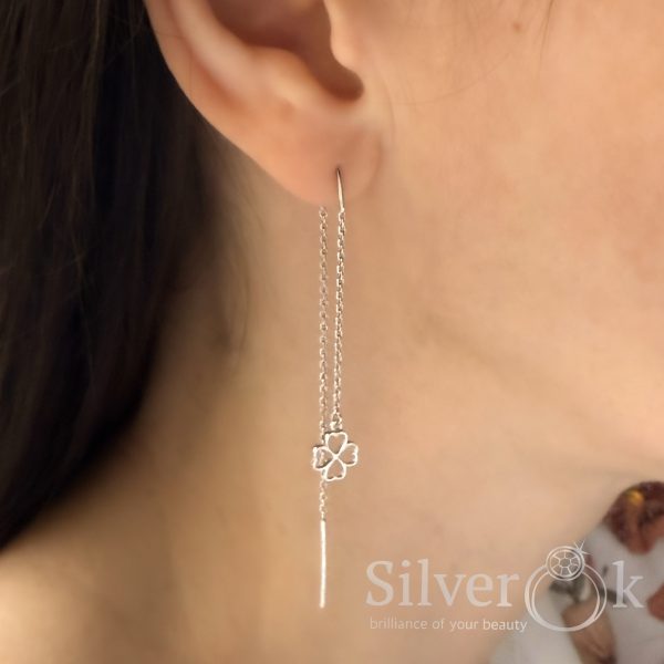 Сережки протяжки з Конюшиною 40048 (Родовані) - Зображення 2