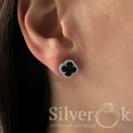 Сережки Конюшина з Оніксом 40082 (Родовані) - Зображення 2