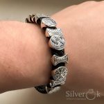 Браслет з плетеної шкіри з різними вставками А-75286 - Зображення 2