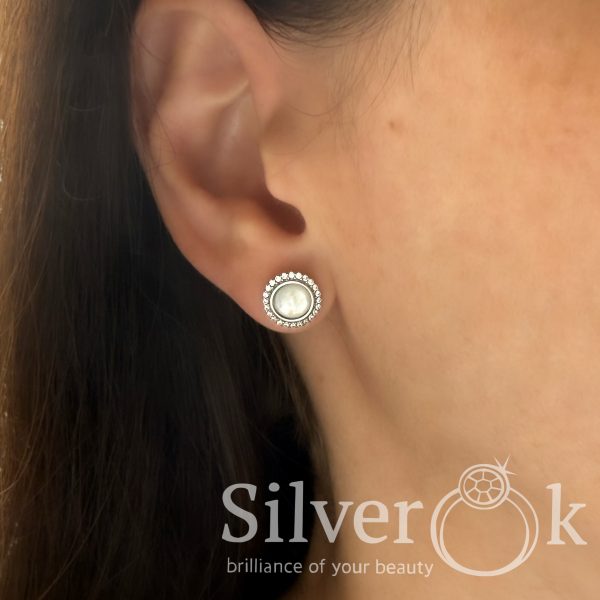 Круглі сережки з Перламутром А-82910 (Родовані) - Зображення 2