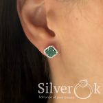Сережки Конюшина з Малахітом 40082/1 (Родовані) - Зображення 2