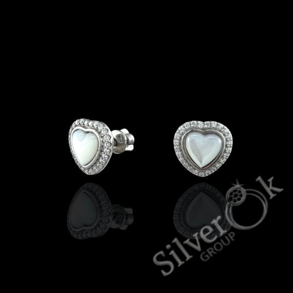 Сережки Сердечка з Перламутром А-82909 (Родовані) - Зображення 1