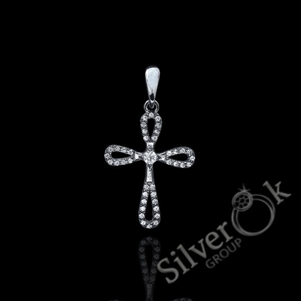 Хрестик з фіанітами А-84628 (Родований) - Зображення 1