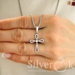 Хрестик з фіанітами А-84628 (Родований) - Зображення 2